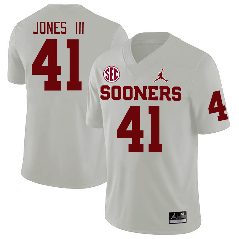 Men #41 Emmett Jones III Oklahoma Sooners 2024 SEC Conference College Football Jerseys-White